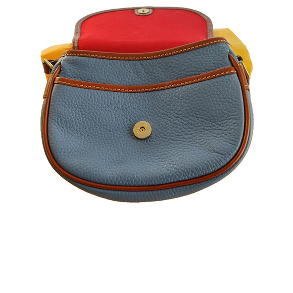 Dooney & Bourke Blue Pebble Grain Hallie Bag Crossbody Flap Close Adjust Strap - Picture 6 of 16